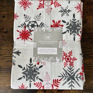 The Farmhouse| Rachel Ashwell Christmas Holiday Snowflakes Black Red Tablecloth